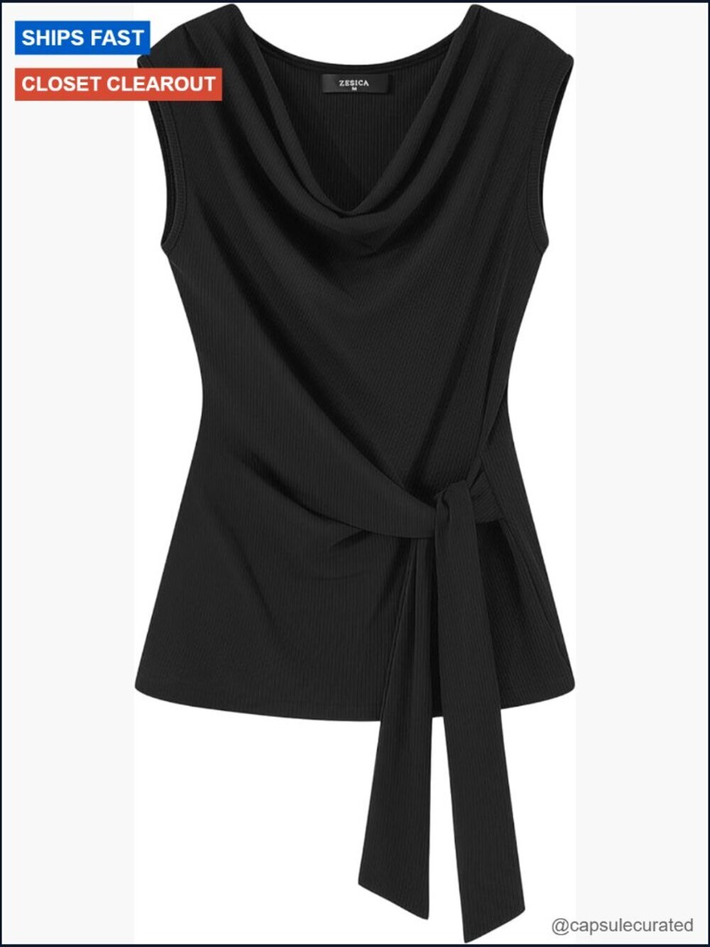 Sleeveless Cowl Neck Tank Top - Business Casual Blouse